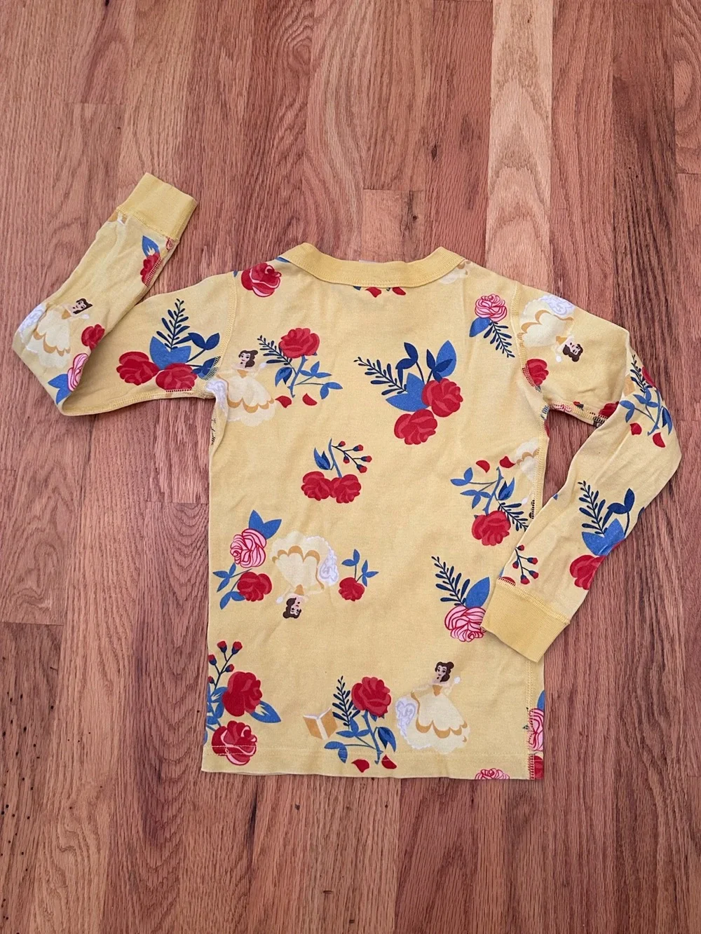 Hanna Andersson Size 110 5t Disney Belle Yellow Pajama Long John Beauty Beast